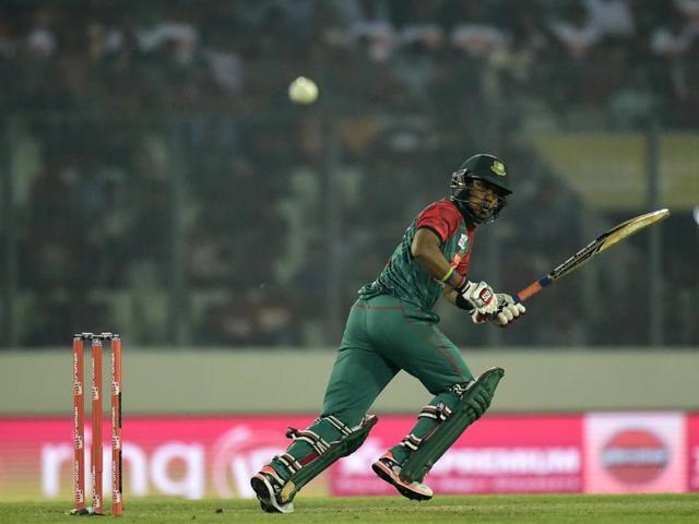 Bangladesh’s Sabbir Rahman plays a shot. (AFP Photo) Bangladesh’s Sabbir Rahman plays a shot. (AFP Photo)