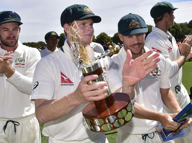 Australia's captain Steve Smith and teammate Adam Voges walk from the field after winning the 2nd Test. (AFP Photo) Australia's captain Steve Smith and teammate Adam Voges walk from the field after winning the 2nd Test. (AFP Photo)