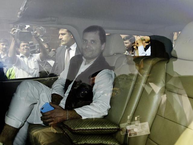 Congress vice-president Rahul Gandhi at the Parliament House in New Delhi on Wednesday.(Sonu Mehta/HT)
