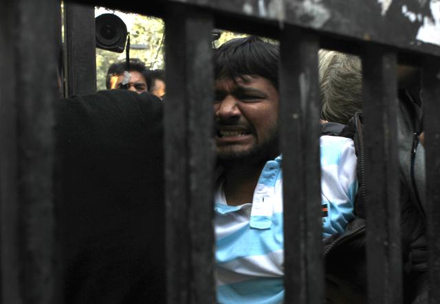 Jawaharlal Nehru University president Kanhaiya Kumar in police custody.(HT Photo) Jawaharlal Nehru University president Kanhaiya Kumar in police custody.(HT Photo)