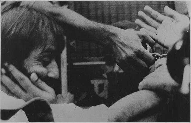 Dutt being taken away from the Tada court at Arthur road prison on 2 September 1994.