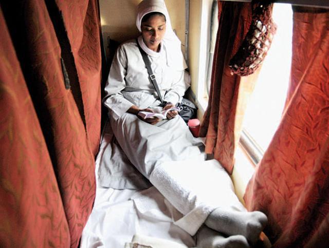 The sisterhood: Sister Janet Baby, a teacher in Arunachal Pradesh’s Miao Diocese, says coming by train helped her mingle with other nuns (unlike the time she went by air) The sisterhood: Sister Janet Baby, a teacher in Arunachal Pradesh’s Miao Diocese, says coming by train helped her mingle with other nuns (unlike the time she went by air)