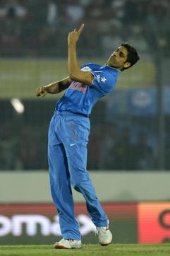 Ashish Nehra reacts after the dismissal of Bangladesh batsman Mohammad Mithun. (AFP)