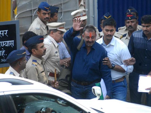 From the jail, Sanjay went to Pune airport from where he boarded a chartered plane to Mumbai. (AFP) 