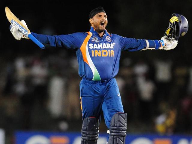 Harbhajan Singh celebrates victory in the fourth One Day International (ODI) cricket match of the Asia Cup between India and Pakistan at the Rangiri Dambulla International Cricket. (AFP Photo) Harbhajan Singh celebrates victory in the fourth One Day International (ODI) cricket match of the Asia Cup between India and Pakistan at the Rangiri Dambulla International Cricket. (AFP Photo)