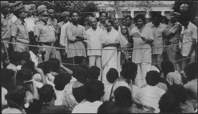 Sitaram Yechury as a student leader in JNU reading the memorandum presented by students on Sept 5, 1977, to Indira Gandhi demanding her resignation as chancellor of the university (HT file photo) Sitaram Yechury as a student leader in JNU reading the memorandum presented by students on Sept 5, 1977, to Indira Gandhi demanding her resignation as chancellor of the university (HT file photo)