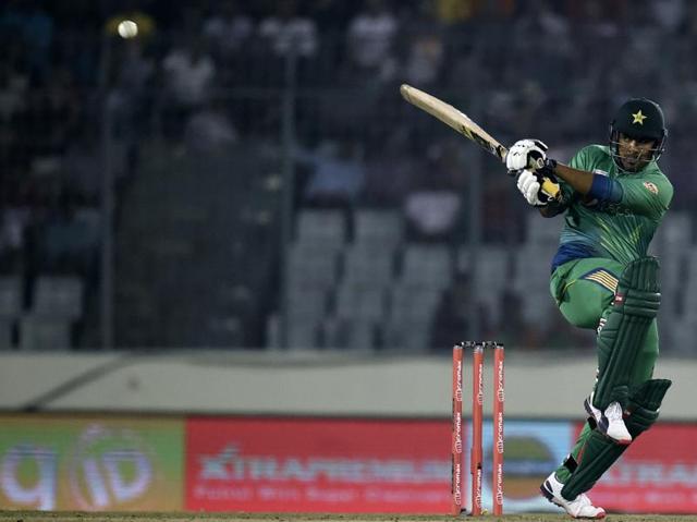 Pakistan’s Khurram Manzoor plays a shot. (AFP Photo) 