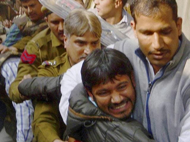 “I told the police that this man had assaulted me, but he was not arrested and was let off,” JNUSU president Kanhaiya Kumar said.(AFP)
