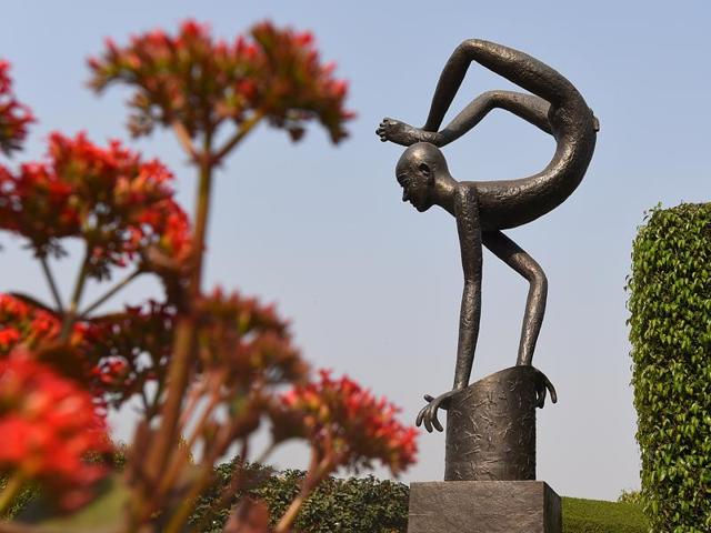Artist KS Radhakrishnan's sculpture show. (RAJ K RAJ/ Hindustan Times)