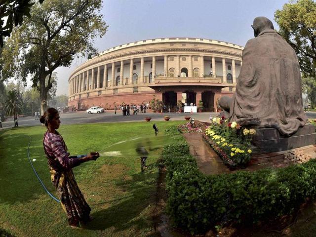 Congress MP Anand Sharma speaks to media after Rajya Sabha was adjourned at Parliament House in New Delhi.(PTI Photo)
