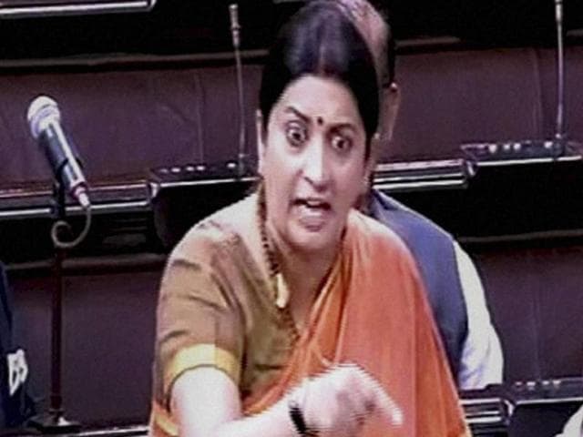 HRD minister Smriti Irani speaks during a debate on the JNU controversy, in the Lok Sabha Delhi on Wednesday.(PTI)