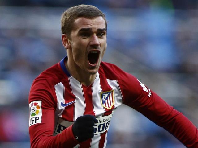 Antoine Griezmann celebrates after scoring the opening goal during a Spanish La Liga against Real Madrid. (Reuters Photo) Antoine Griezmann celebrates after scoring the opening goal during a Spanish La Liga against Real Madrid. (Reuters Photo)