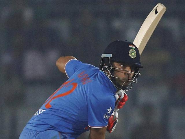 India’s Yuvraj Singh plays a shot during the Asia Cup Twenty20 cricket match against Pakistan in Dhaka on February 27, 2016. (AP Photo) 