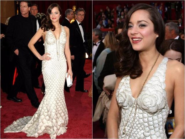 Only Marion Cotillard could pull off this unconventional fish scale Jean Paul Gaultier gown she wore in 2008. (Pinterest)