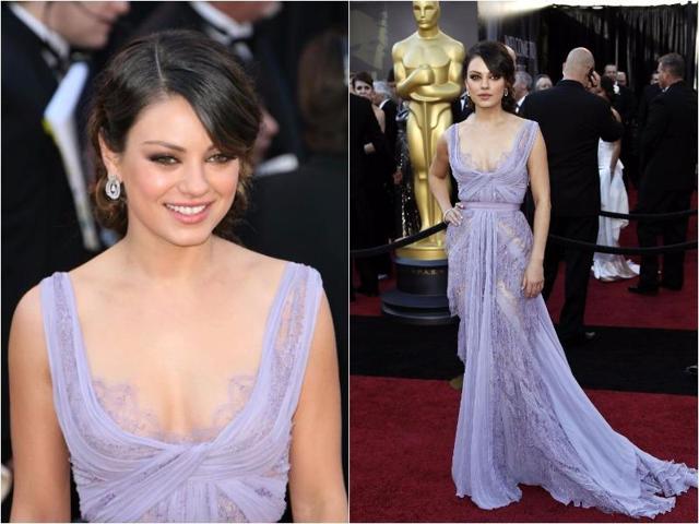 Mila Kunis established herself as a red carpet force to reckon with in this pretty lavender Elie Saab gown in 2011. (Pinterest)