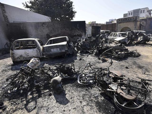 A view of burned Jhajjar police station during the Jat protests in February, 2016. The community is demanding reservation in jobs and education. (Arun Sharma / Hindustan Times) A view of burned Jhajjar police station during the Jat protests in February, 2016. The community is demanding reservation in jobs and education. (Arun Sharma / Hindustan Times)
