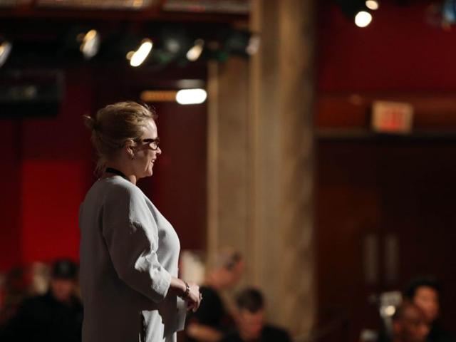 Patricia Arquette improvised as she read the nominees in the category she’s presenting, describing one as “very foxy” and awarding the prop Oscar to Freeman, who is not nominated. “It’s a total upset victory!” she said with a giggle. (Matt Sayles/Invision/AP) Patricia Arquette improvised as she read the nominees in the category she’s presenting, describing one as “very foxy” and awarding the prop Oscar to Freeman, who is not nominated. “It’s a total upset victory!” she said with a giggle. (Matt Sayles/Invision/AP)