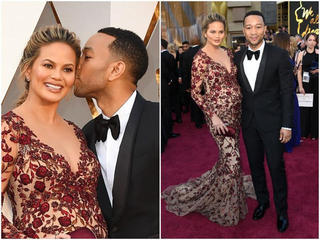 John Legend and a very pregnant Chrissy Teigen. (agencies)
