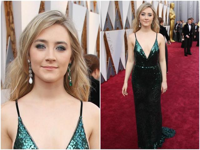 Soirse Ronan asked for a green dress from Calvin Klein and they wilfully obliged. So prettttaaayy! (AP)