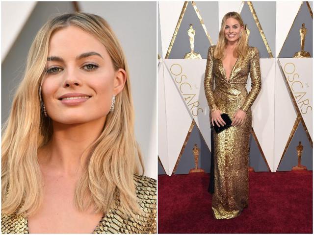 Margot Robbie decided to take it down a notch and select this golden dress. (Agencies)