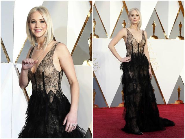Why is Jennifer Lawrence turning platinum blonde? Anyway, the dress is great. (Agencies)