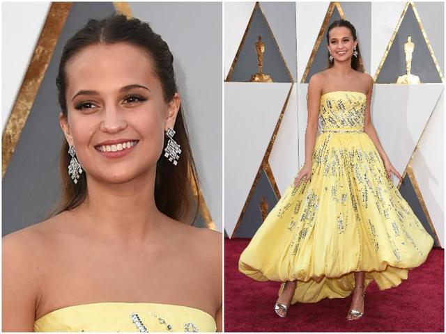 Oscar nominee for The Danish Girl, Alicia Vikander looks like Princess Belle from Beauty and the Beast. (AP)