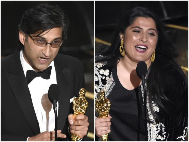 Asif Kapadia accepting his award for Amy and Sharmeen Obaid-Chinoy accepting the Oscar for A Girl in the River. (Agencies) Asif Kapadia accepting his award for Amy and Sharmeen Obaid-Chinoy accepting the Oscar for A Girl in the River. (Agencies)