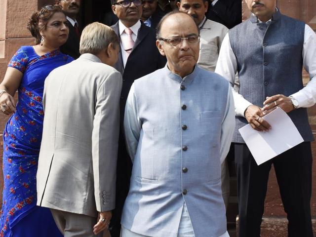 Finance minister Arun Jaitley arrives at Parliament to present the general budget in New Delhi on Monday. (REUTERS) Finance minister Arun Jaitley arrives at Parliament to present the general budget in New Delhi on Monday. (REUTERS)