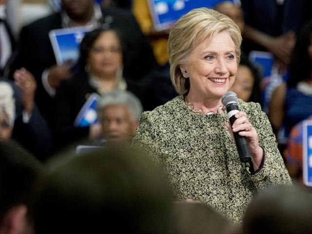 Democratic presidential candidate Hillary Clinton speaks at a rally to promote early voting ahead of Super Tuesday at the University of Arkansas. (AP) Democratic presidential candidate Hillary Clinton speaks at a rally to promote early voting ahead of Super Tuesday at the University of Arkansas. (AP)