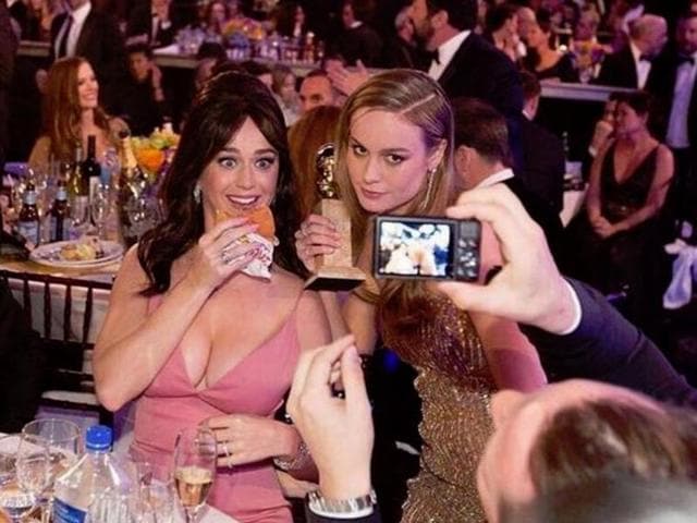 We don’t know what’s funnier...the fact that Katy Perry makes such faces while eating burgers or that Brie was kind enough to introduce us to that side of her. (Instagram)