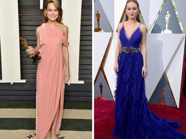 Brie Larson is our girl crush at present. While her blue gown was THE thing at the Oscar red carpet, the peach gown at the after party was a winner too. You think that Oscar adds to the whole bling thing? 