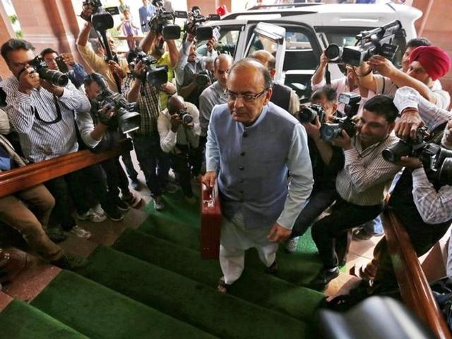 Finance minister Arun Jaitley arrives at Parliament to present the federal budget for the 2016/17 fiscal year. (Reuters) Finance minister Arun Jaitley arrives at Parliament to present the federal budget for the 2016/17 fiscal year. (Reuters)