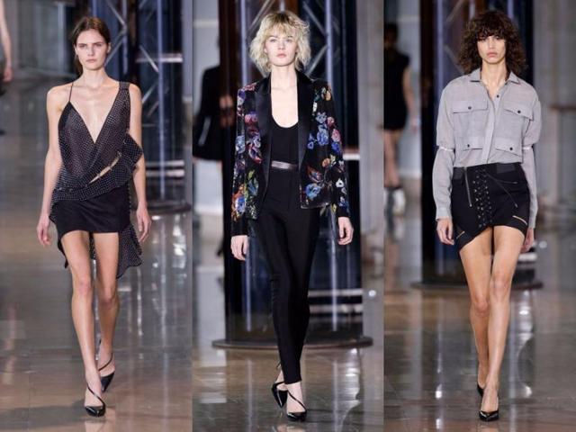 Anthony Vaccarello: With see-through pieces, leather, lace-up detail, fishnet fabric, plunging necklines and short skirts, Anthony Vaccarello brought an overtly sensual and sexy feel to his collection. (March 1, 2016). (Agencies) 