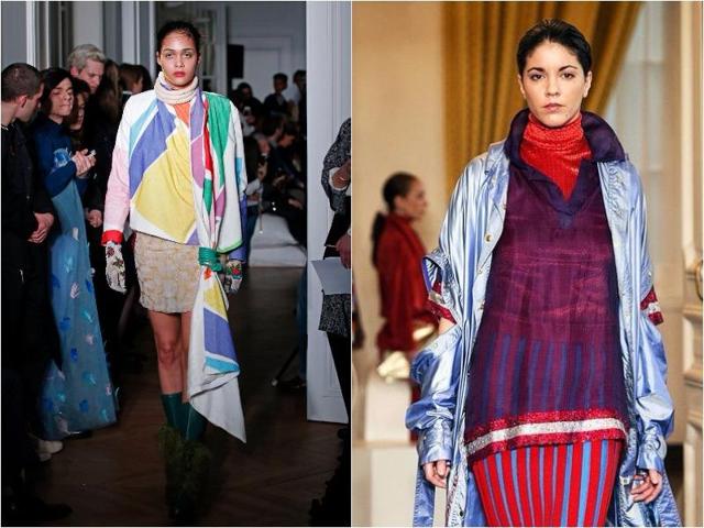 Liselore Frowijn: The young Dutch designer showed some colorful looks, going heavy on yellow, green, purple, red and blue, as seen on coats and dresses. The collection was directly inspired by the work of artist Niki de Saint Phalle, particularly her “Nana” series of sculptures. (March 1, 2016). (Agencies) 