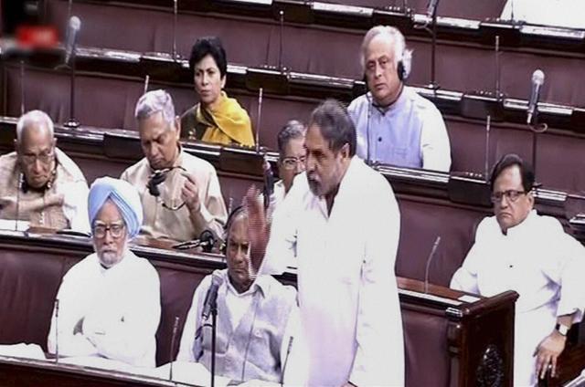Congress member Anand Sharma speaks in the Rajya Sabha in New Delhi on Thursday. (PTI) Congress member Anand Sharma speaks in the Rajya Sabha in New Delhi on Thursday. (PTI)