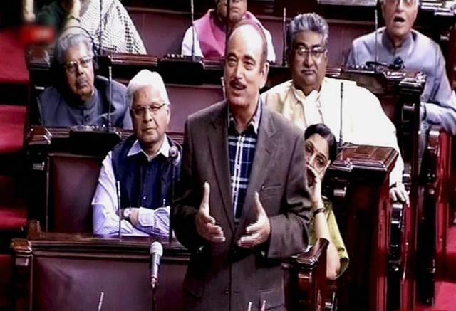 Congress leader Ghulam Nabi Azad speaks in the Rajya Sabha in New Delhi on Wednesday. (PTI) Congress leader Ghulam Nabi Azad speaks in the Rajya Sabha in New Delhi on Wednesday. (PTI)