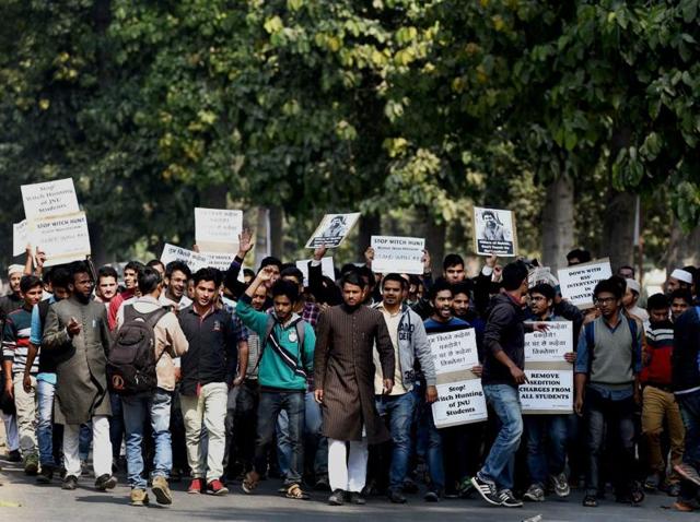 Students hold a protest rally against the JNU row, at Aligarh Muslim University. (PTI File Photo) Students hold a protest rally against the JNU row, at Aligarh Muslim University. (PTI File Photo)