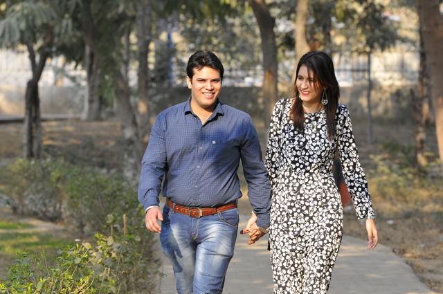 Rizul Khanna with his wife Abha Kakkar in Gurgaon. (Abhinav Saha/HT ) Rizul Khanna with his wife Abha Kakkar in Gurgaon. (Abhinav Saha/HT )