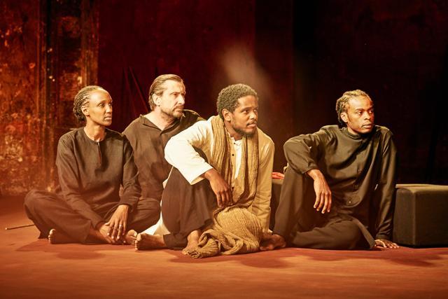 Actors Carole Karemera, Sean O’Callaghan, Jared McNeill, Ery Nzaramba in a still from Battlefield. the play will focus on the survivors of the great war try to make sense of the horrors they have experienced (Photo: Caroline Moreau) Actors Carole Karemera, Sean O’Callaghan, Jared McNeill, Ery Nzaramba in a still from Battlefield. the play will focus on the survivors of the great war try to make sense of the horrors they have experienced (Photo: Caroline Moreau)