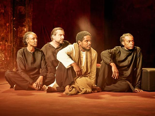 Actors Carole Karemera and Ery Nzaramba in a still from Peter Brook’s Battlefield, set to premiere this weekend.(Photo: Simon Annand)