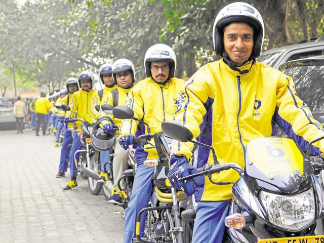 Baxi, India’s first on-demand motorbike taxi company, reached another milestone by crossing 3,000 rides a day in Gurgaon and Faridabad. (Abhinav Saha/HT Photo)