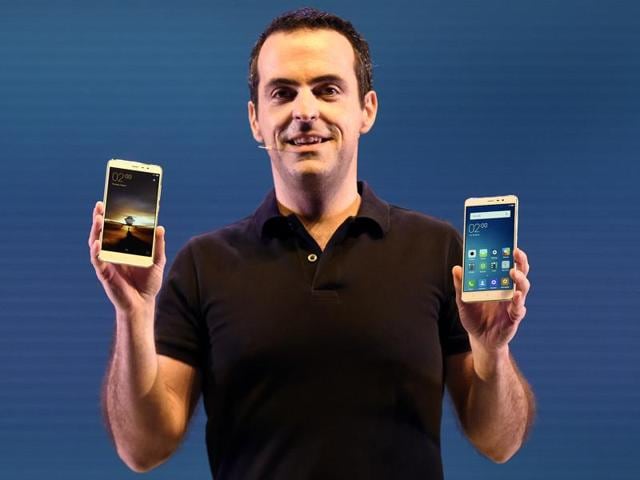 Hugo Barra, vice-president Xiaomi global talks about the Redmi Note 3 while launching the new phone in New Delhi on Thursday. He said that for doing business in India, it makes sense to assemble in India(Sonu Mehta/Hindustan Times)
