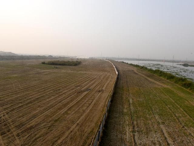 Massive construction is underway on the Yamuna bank along the DND for a World Cultural Festival by Art of Living scheduled for early March in New Delhi, India, on Thursday, March 3, 2016.(Raj K Raj / Hindustan Times) Massive construction is underway on the Yamuna bank along the DND for a World Cultural Festival by Art of Living scheduled for early March in New Delhi, India, on Thursday, March 3, 2016.(Raj K Raj / Hindustan Times)