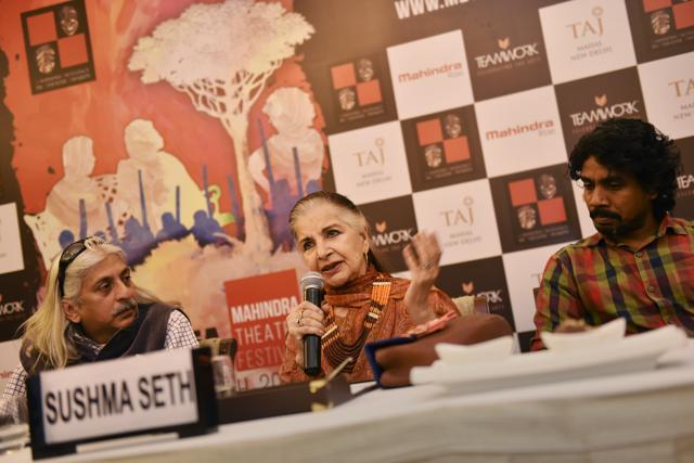 Actress Sushma Seth speaking at the festival’s curtain-raiser . Deepan Sivaraman who has directed ‘The Cabinet of Dr Caligari’ is to her right. META confers its Lifetime Achievement Award to Ratan Thiyam this year (Saumya Khandelawal / HT) Actress Sushma Seth speaking at the festival’s curtain-raiser . Deepan Sivaraman who has directed ‘The Cabinet of Dr Caligari’ is to her right. META confers its Lifetime Achievement Award to Ratan Thiyam this year (Saumya Khandelawal / HT)