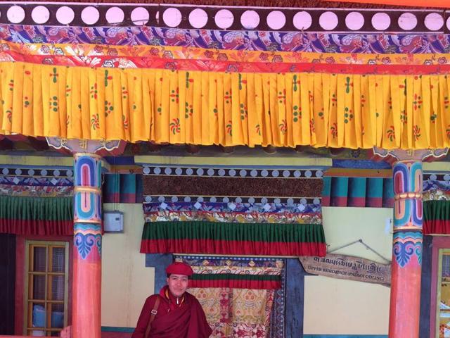 Jigme Tingdzin Zangmo (27), a kung fu-practising nun attached to the Drukpa sect (Manjula Narayan / HT Photo) 