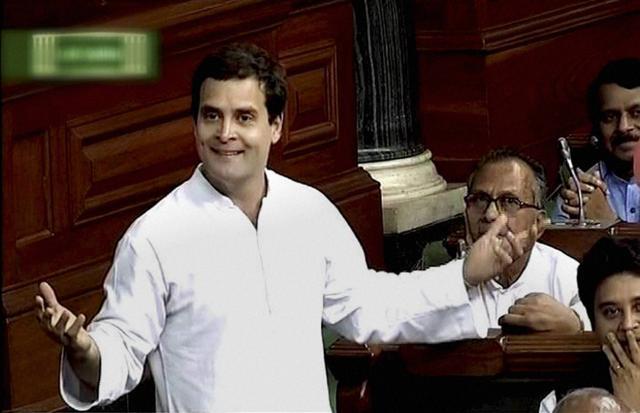 File photo of Congress vice-president Rahul Gandhi in Lok Sabha . (PTI)
