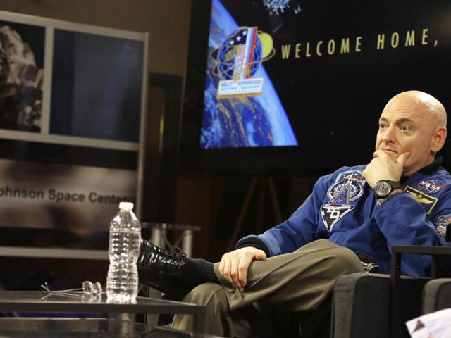 NASA astronaut Scott Kelly speaks during a press conference on Friday in Houston.(AP Photo)