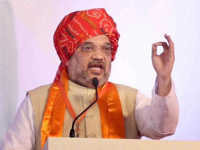BJP president Amit Shah addresses a BJYM national convention in Vrindavan. (PTI File Photo) BJP president Amit Shah addresses a BJYM national convention in Vrindavan. (PTI File Photo)