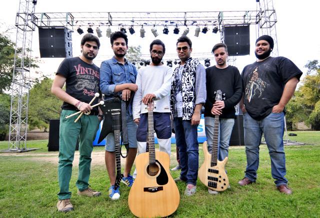 Members of Aayat band at the fest on Saturday. (Ravi Kumar/HT Photo) Members of Aayat band at the fest on Saturday. (Ravi Kumar/HT Photo)