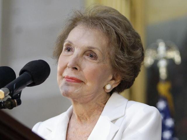 The former first lady died Sunday at her home in the Bel-Air section of Los Angeles of congestive heart failure. (AP File Photo) The former first lady died Sunday at her home in the Bel-Air section of Los Angeles of congestive heart failure. (AP File Photo)